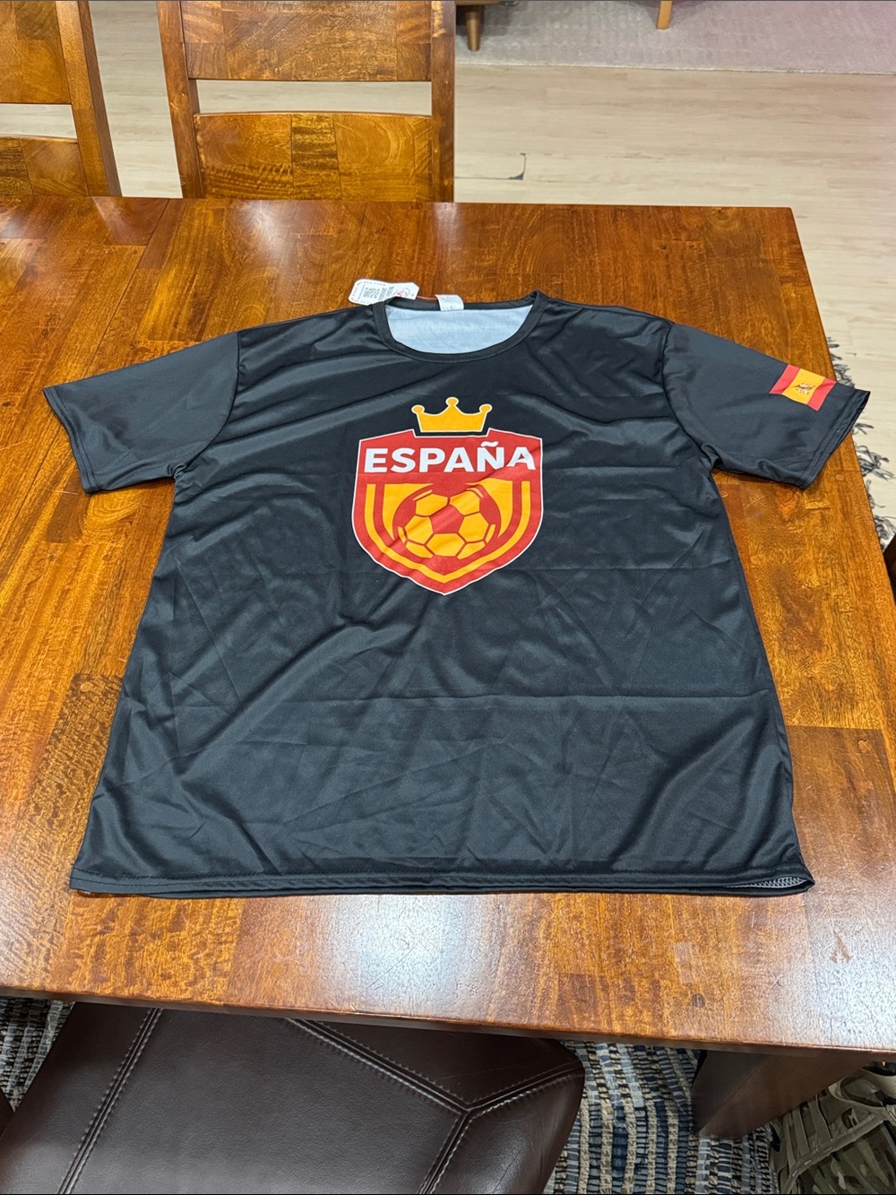 NWT Spain Espana National Team Black Soccer Fan T-Shirt Jersey